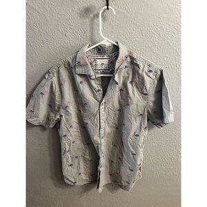 Denim and Flower‎ ricky singh button up shirt Gray Flamingos Size Large